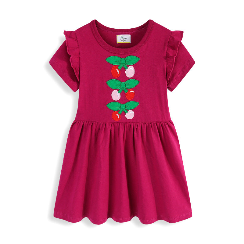 Mädchen Freizeitkleid mit niedlichem Kirsch-Motiv und Rüschen EB