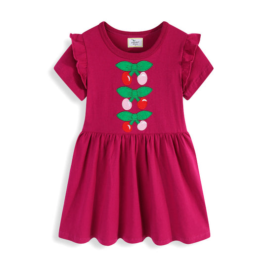 Mädchen Freizeitkleid mit niedlichem Kirsch-Motiv und Rüschen EB