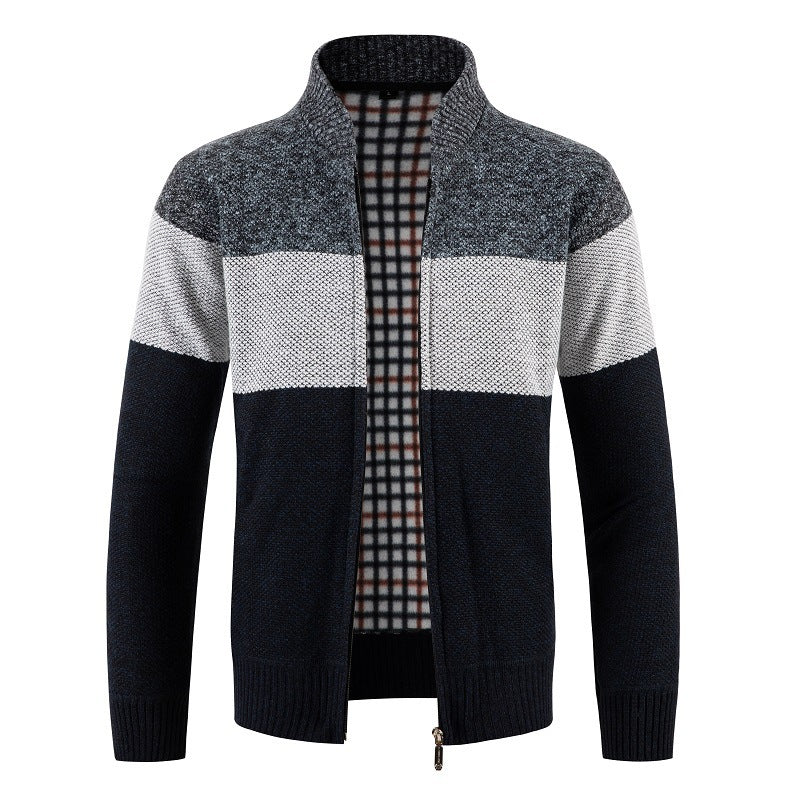 Herren Strickjacke mit modernem Farbblockdesign und kuscheligem Innenfutter EB