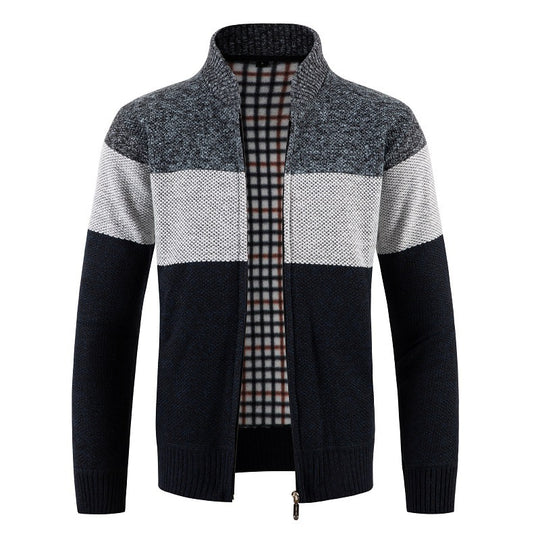 Herren Strickjacke mit modernem Farbblockdesign und kuscheligem Innenfutter EB