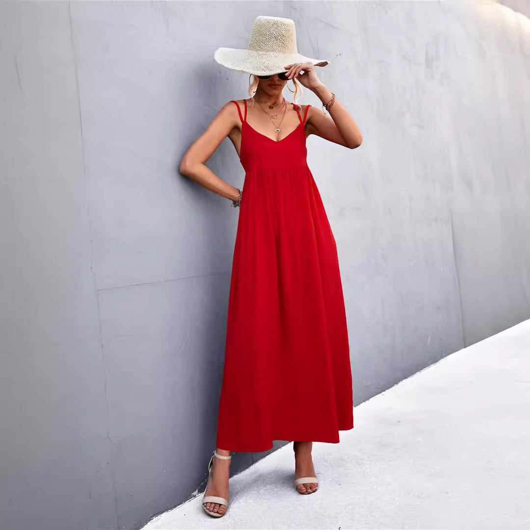 Damen Maxikleid mit feinen Spaghetti-Trägern EB