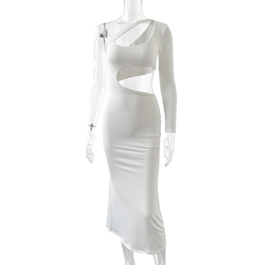 Damen Longsleeve Maxi-Kleid mit sexy Cut-Outs und figurbetontem Schnitt EB