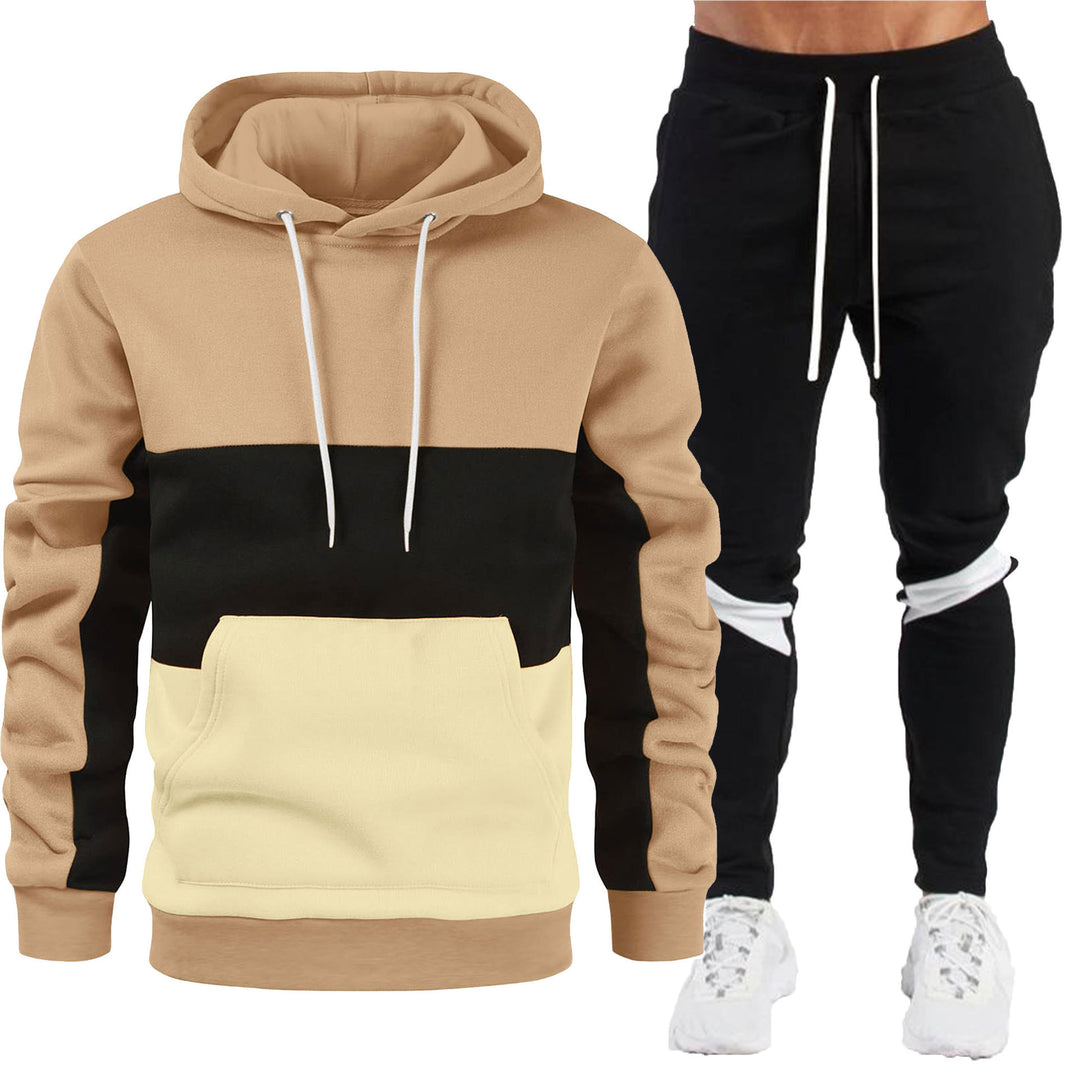 Herren nan sportives Hoodie- und Jogginghose-Set mit Kontrastblenden, Kängurutasche, elastischem Bund und schmal zulaufendem Bein EB