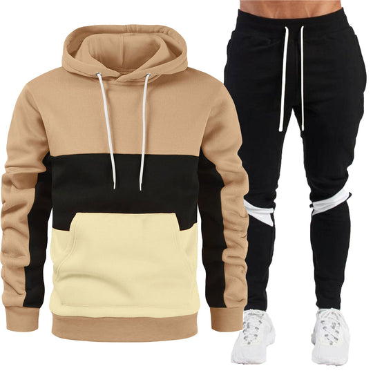 Herren nan sportives Hoodie- und Jogginghose-Set mit Kontrastblenden, Kängurutasche, elastischem Bund und schmal zulaufendem Bein EB