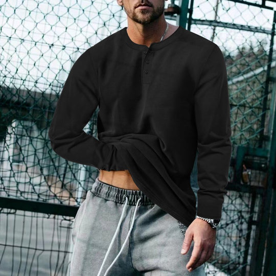 Herren Langarmshirt mit Knopfleiste und modischem Schnitt EB