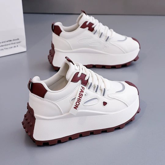 Damen Sportliche Plattform Sneakers mit rutschfester Laufsohle und atmungsaktivem Obermaterial EB