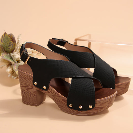 Damen Sandalen mit Holzabsatz EB