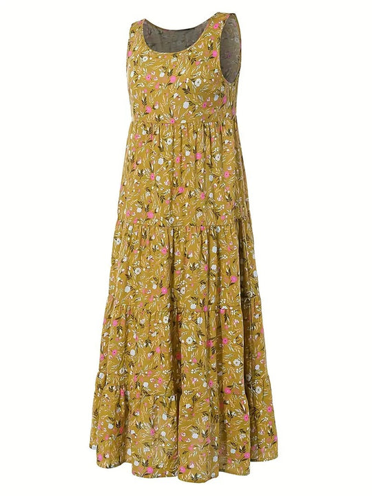 Damen Langes Freizeitkleid mit floralem Design EB