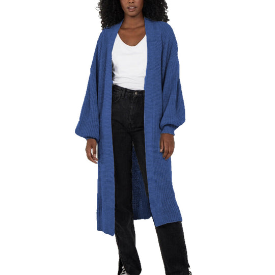 Damen Langer Strickcardigan mit luftigen Ärmeln und offenen Fronten EB