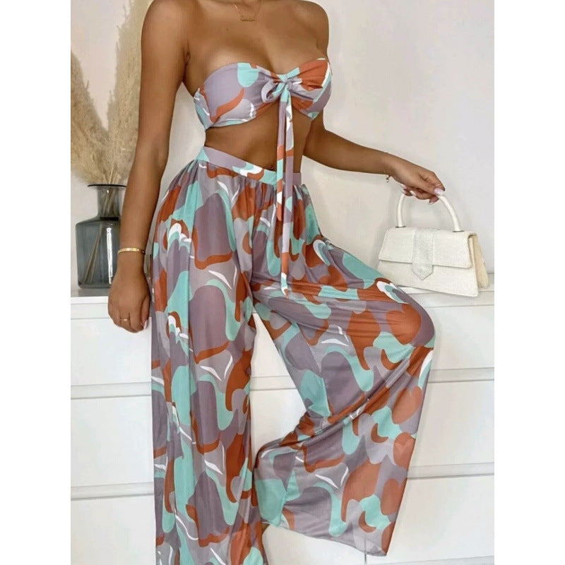 Damen Bikini-Set mit elegantem Wickelrock und modischem Muster EB