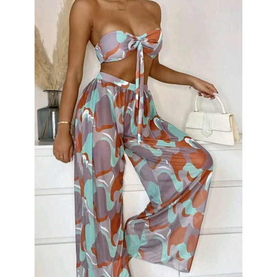 Damen Bikini-Set mit elegantem Wickelrock und modischem Muster EB