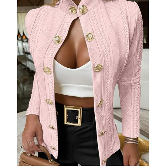Damen Elegante und modische Strickjacke mit dekorativen Knöpfen EB