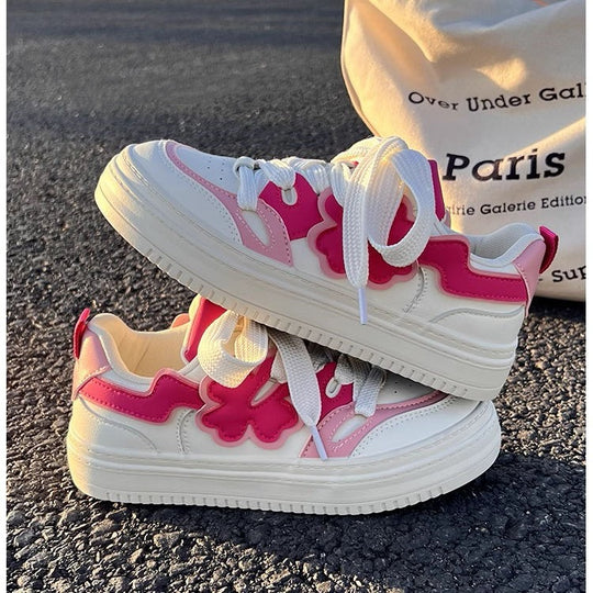 Damen Trendige Sneakers mit verspieltem Blüten-Design und bequemer Sohle EB