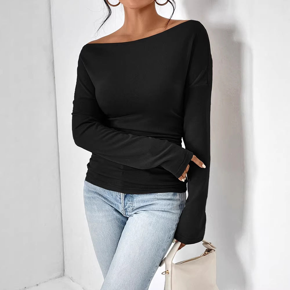 Damen Off-Shoulder Oberteil mit figurbetontem Schnitt und feiner Raffung EB
