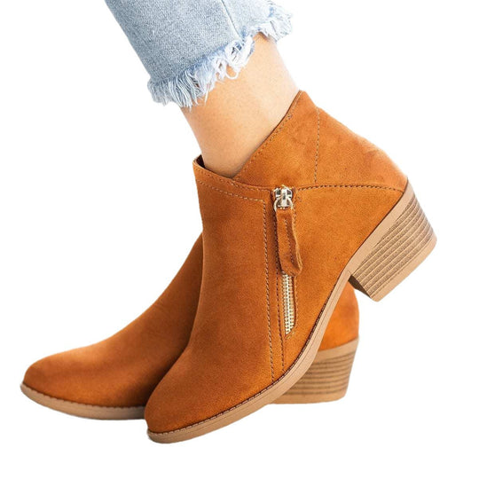 Damen elegante Stiefeletten mit modischer Reißverschluss-Applikation EB