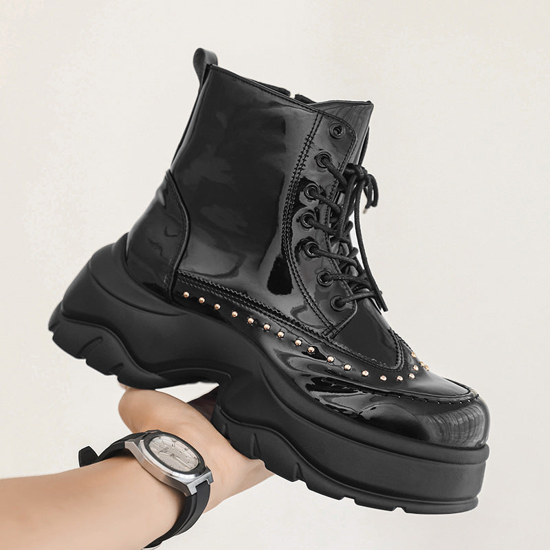Damen Trendige Stiefeletten mit funkelnden Nieten und robuster Sohle EB
