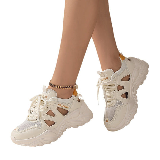 Damen Sportliche Chunky Sneaker mit atmungsaktivem Mesh-Obermaterial und rutschfester Sohle EB