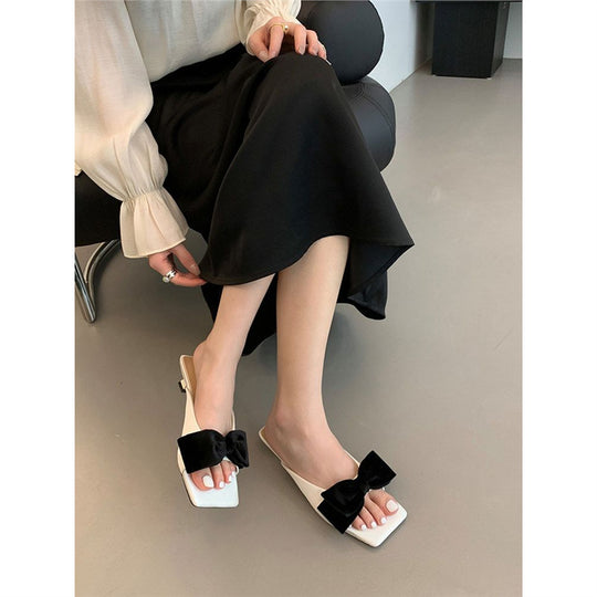 Damen stilvolle Mules mit dekorativem Schleifendetail EB