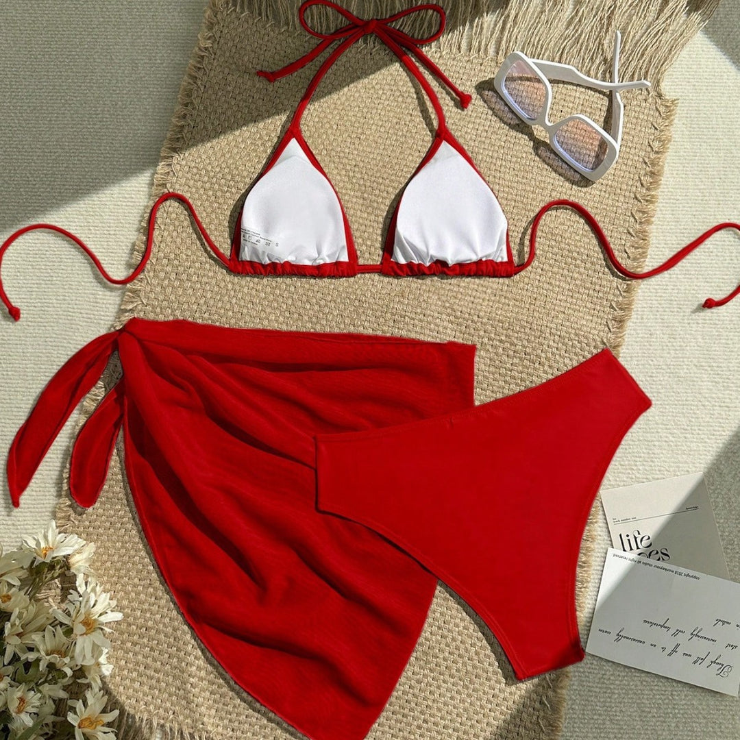 Damen Triangel-Bikini mit Wickeltuch und verstellbaren Trägern EB