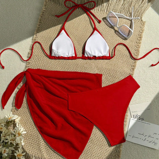 Damen Triangel-Bikini mit Wickeltuch und verstellbaren Trägern EB