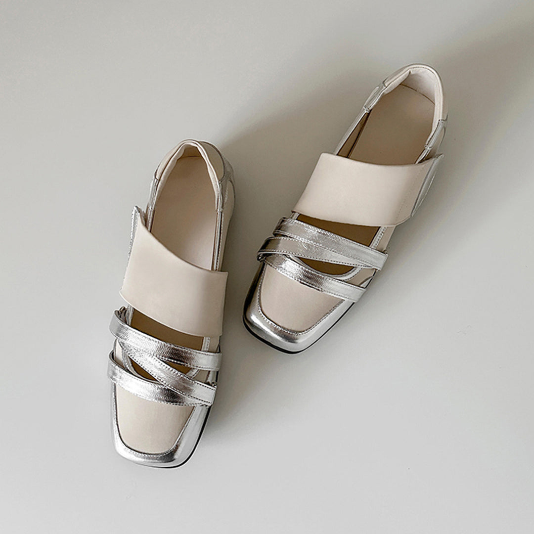 Damen Modische Ballerina-Schuhe mit dekorativen Metallic-Details EB