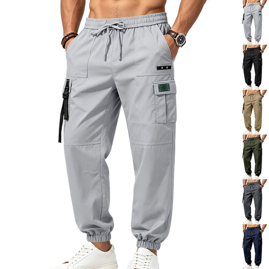 Herren Cargo-Jogginghose mit Kordelzug elastischen Bündchen und Multifach-Taschen EB