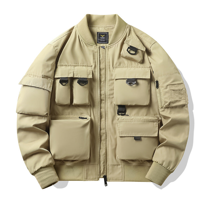 Herren Taktische Bomberjacke mit Multifunktionstaschen und Reißverschluss EB