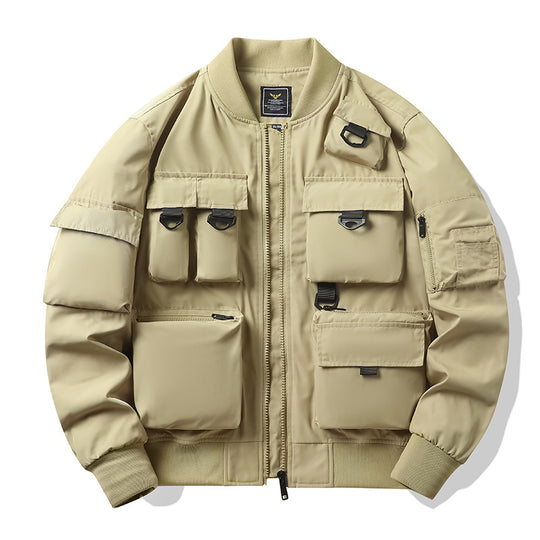 Herren Taktische Bomberjacke mit Multifunktionstaschen und Reißverschluss EB