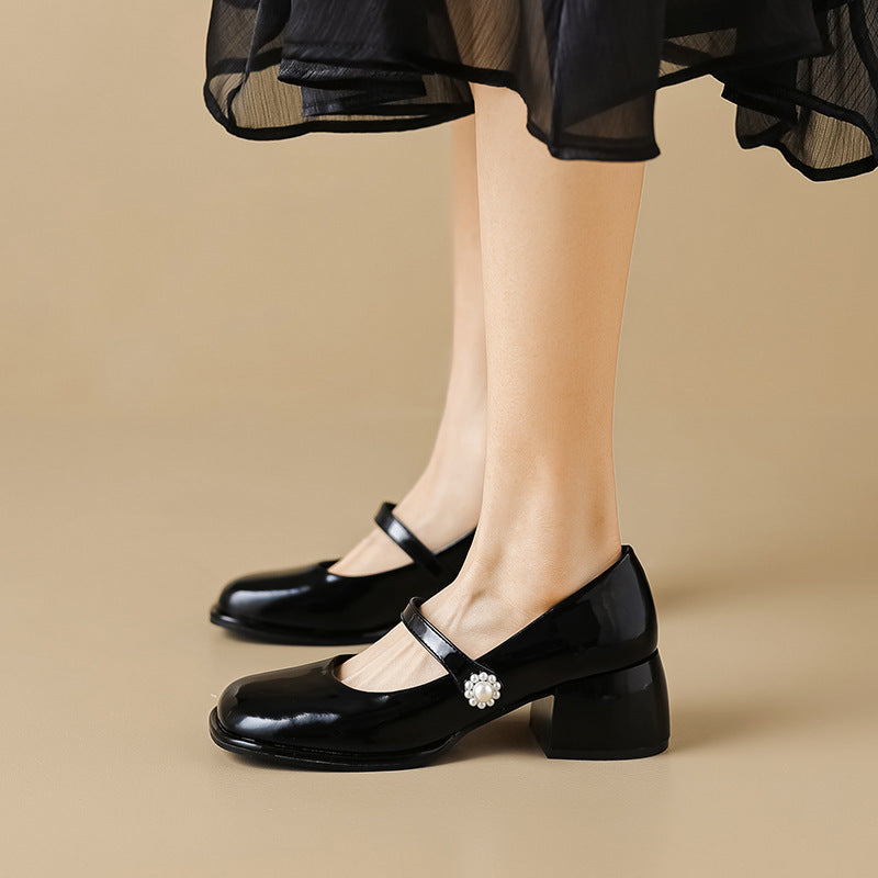Damen Elegante Ballerinas mit modischem Riemen und funkelnder Schnallenverzierung EB