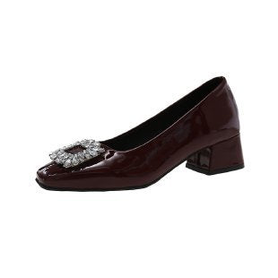 Damen elegante Blockabsatz-Pumps mit funkelnder Schmuckapplikation EB
