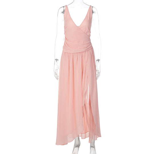 Damen Elegantes Maxi-Kleid mit Wickeloptik und seitlichem Schlitz EB