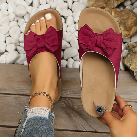 Damen Komfortable Kork-Sandalen mit dekorativem Schleifen-Design EB