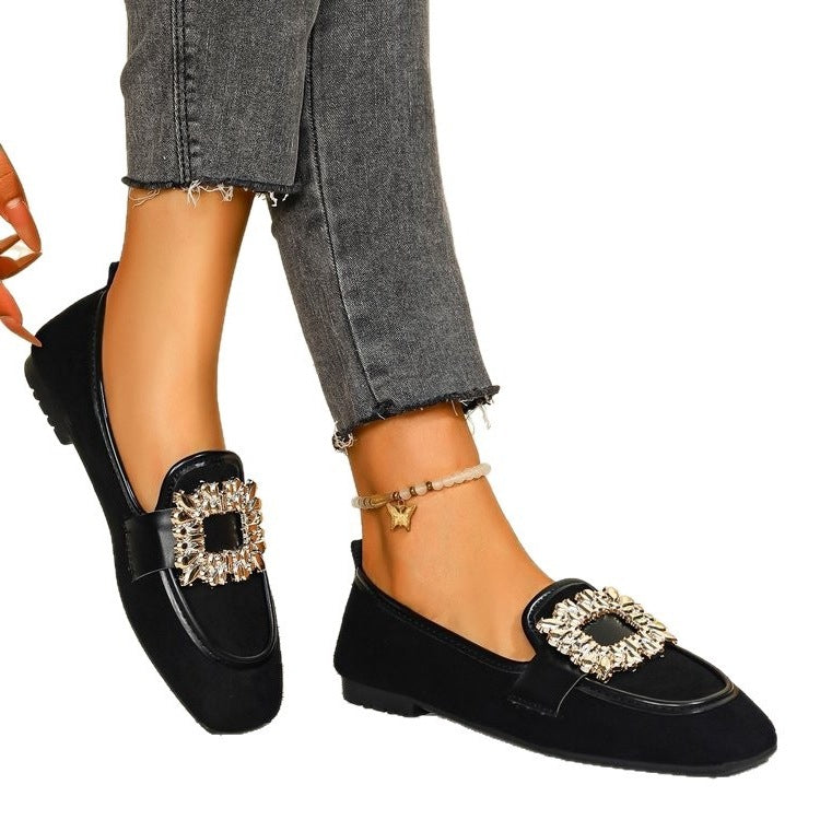 Damen elegante Ballerinas mit funkelnder Schmuckapplikation EB