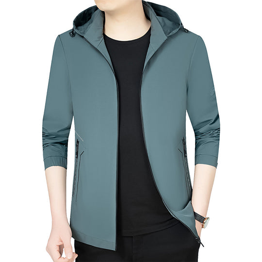 Herren Leichte Kapuzenjacke im urbanen Travel-Style mit Dreiviertelärmeln EB