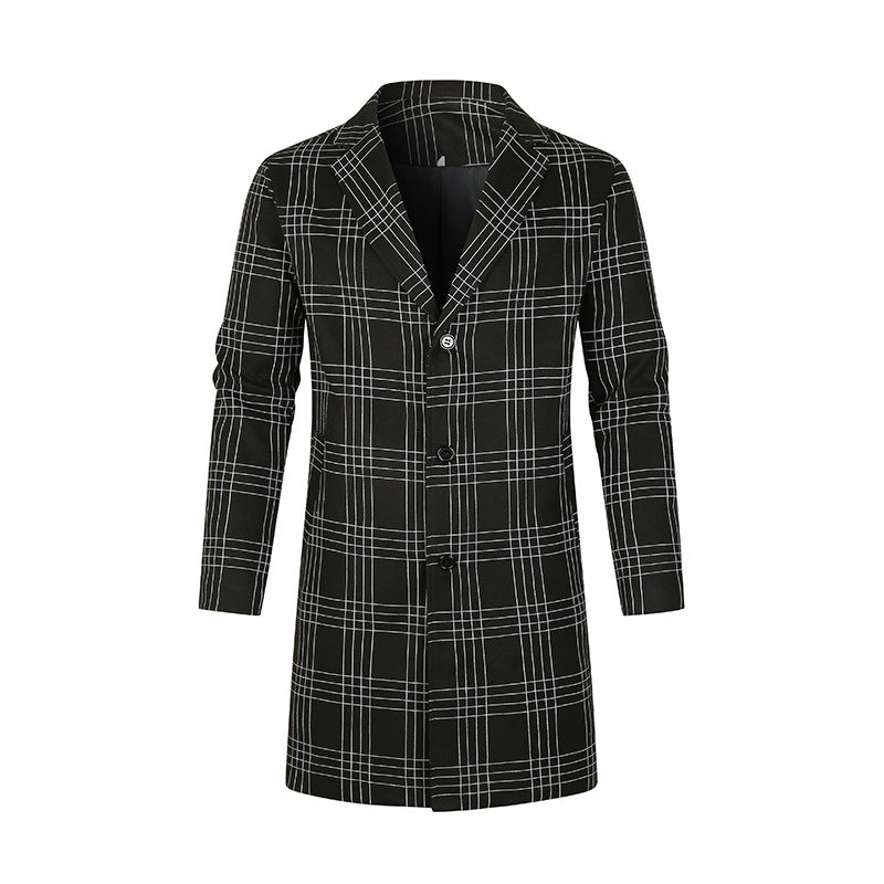 Damen eleganter Trenchcoat mit feinem Karo-Muster und tailliertem Schnitt EB