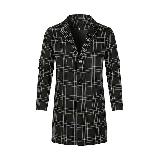 Damen eleganter Trenchcoat mit feinem Karo-Muster und tailliertem Schnitt EB