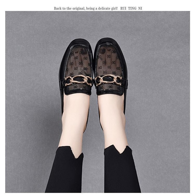 Damen elegante Mules mit transparentem Obermaterial und gildenen Akzenten EB
