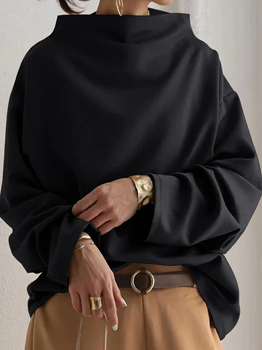 Damen oversized Pullover mit speziellem Kragen und lässigem Schnitt EB