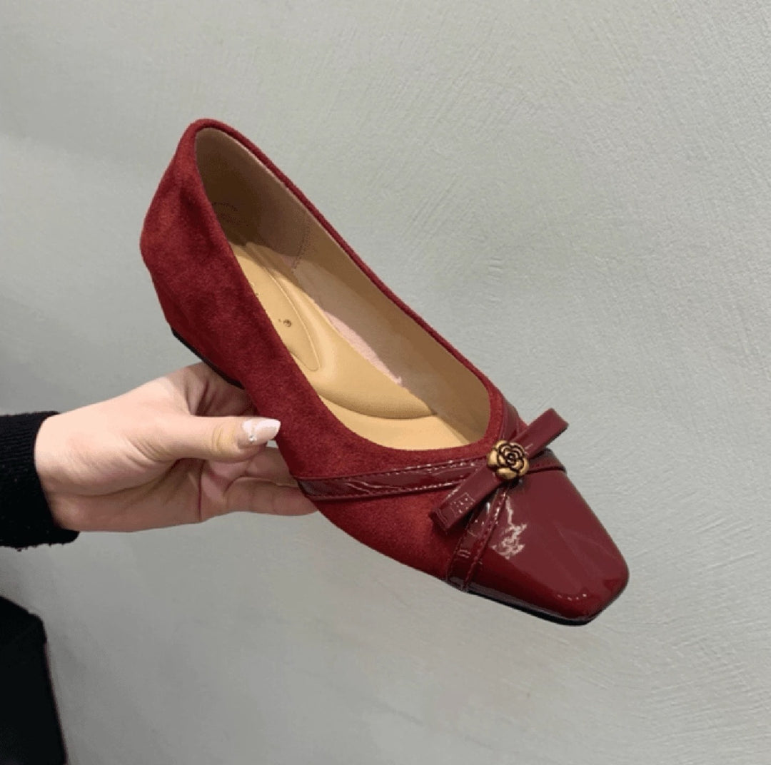 Damen Elegant geschnürte Ballerinas mit dekorativer Schleifenverzierung EB