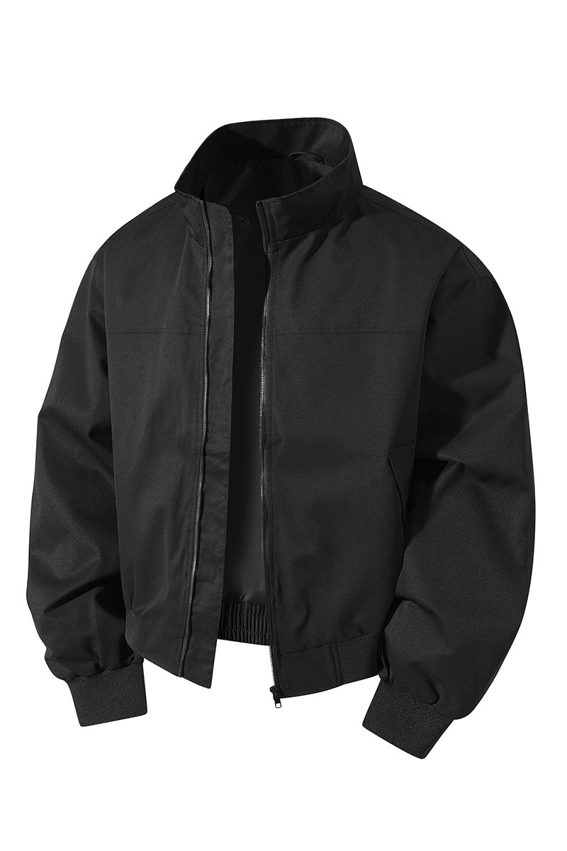 Herren kurz geschnittener Blouson mit Stehkragen und geripptem Saum EB