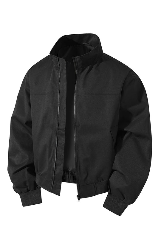 Herren kurz geschnittener Blouson mit Stehkragen und geripptem Saum EB
