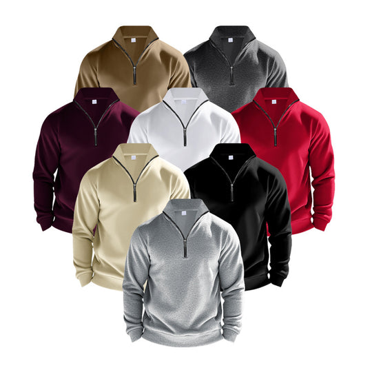 Herren leichter Fleecepullover mit Stehkragen und halblangem Reißverschluss EB