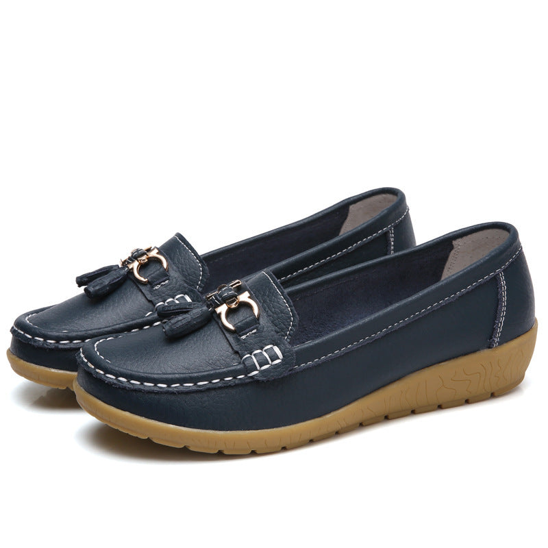 Damen Mokassins mit ornamentaler Schnalle und weicher Sohle EB