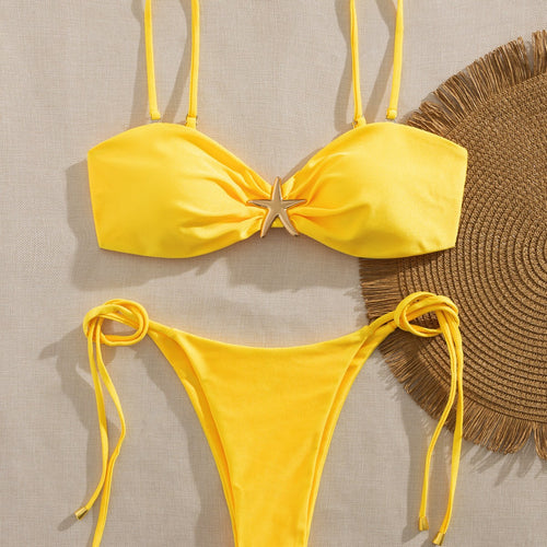 Damen Bikini mit gepolstertem Oberteil und verstellbaren Seitenschnürungen EB