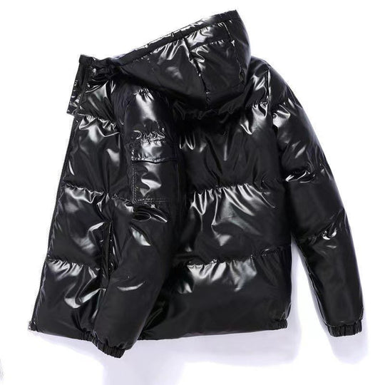 Herren nan glänzende Steppjacke mit Kapuze, wattierter Thermofütterung und wasserabweisender Lackoptik EB