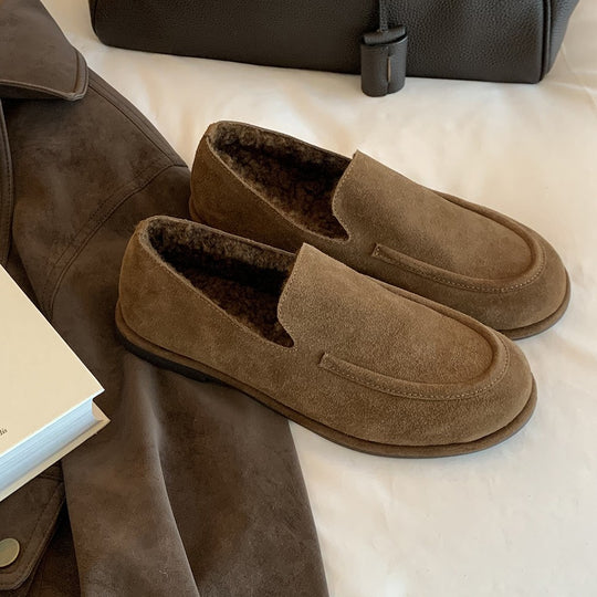 Damen Mokassins mit wärmendem Innenfutter und elegantem Wildleder-Design EB
