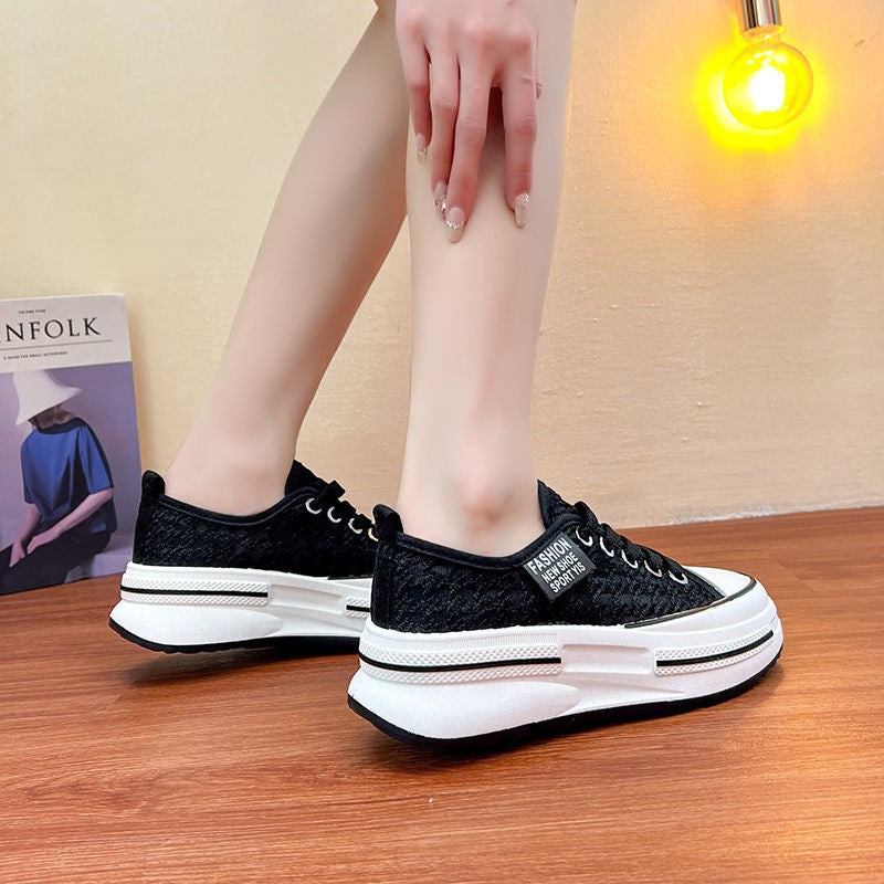 Damen Modische Plateau-Sneaker mit eleganter Textur und atmungsaktiver Oberflächenstruktur EB