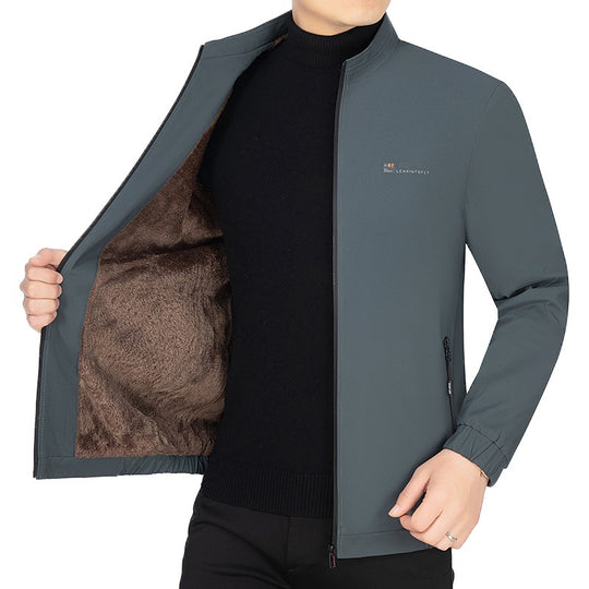 Herren Stehkragen-Jacke mit wärmendem Teddyfutter und Reißverschluss EB
