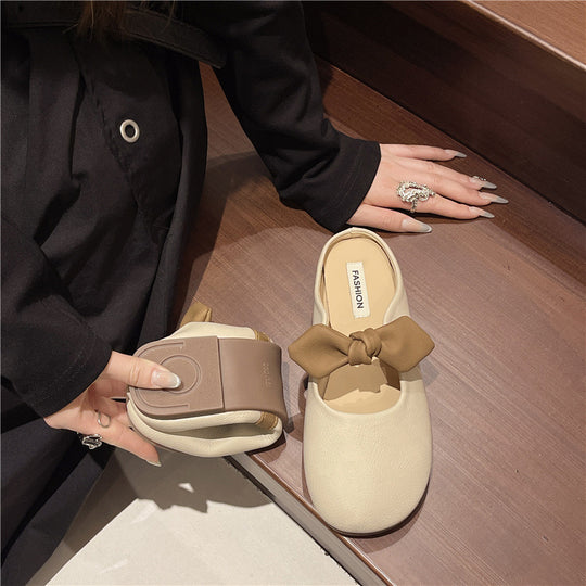 Damen bequeme Pantoletten mit modischem Schleifen-Design EB