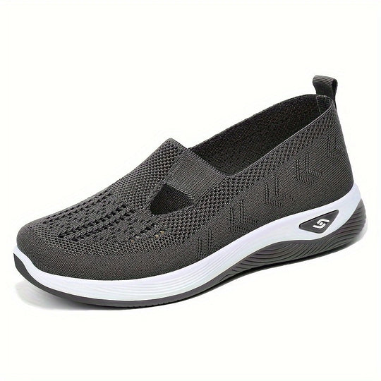Damen bequeme Slip-On Schuhe mit atmungsaktiver Strickoberfläche EB